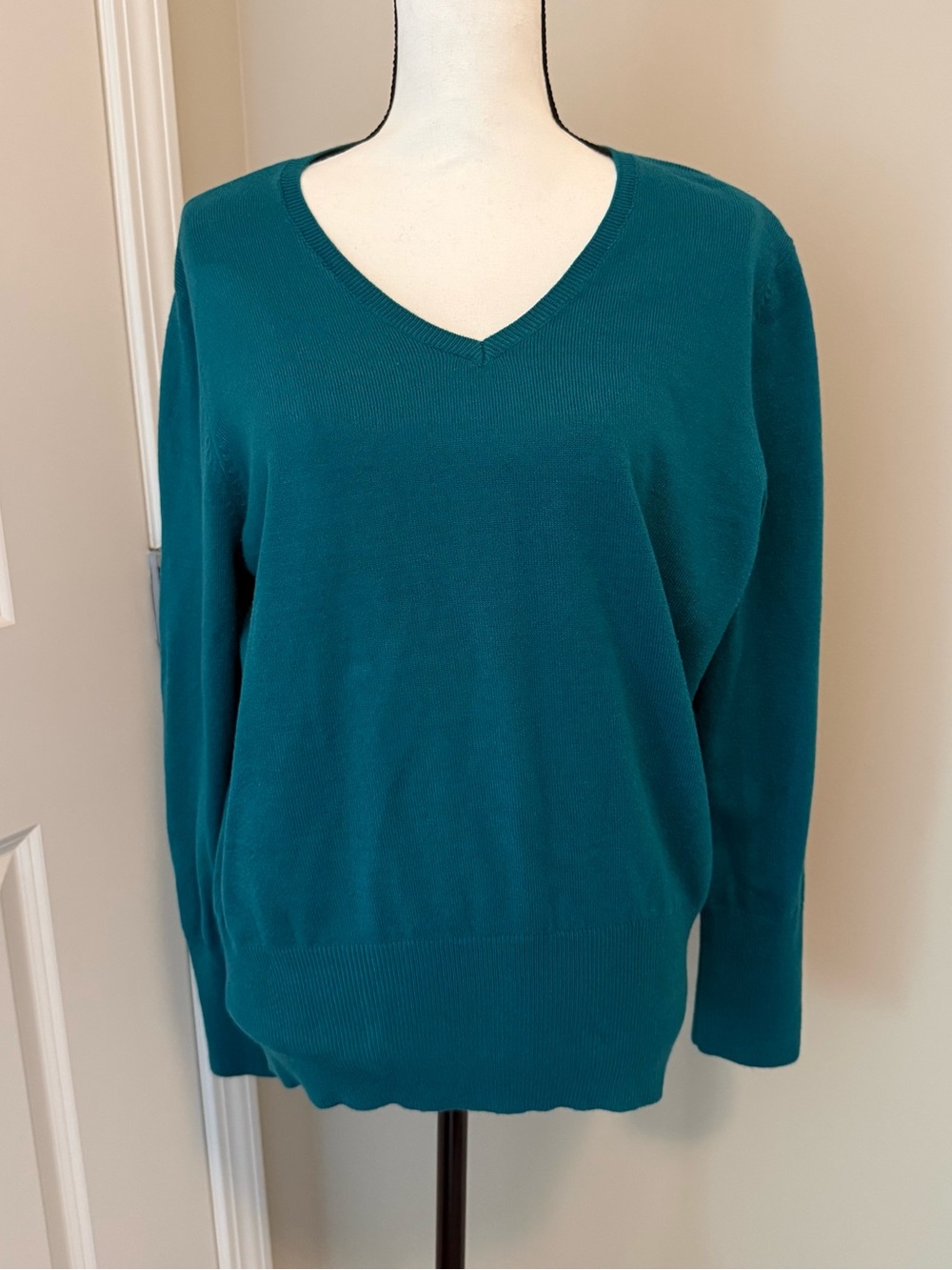 JM Collection Teal V-Neck Sweater